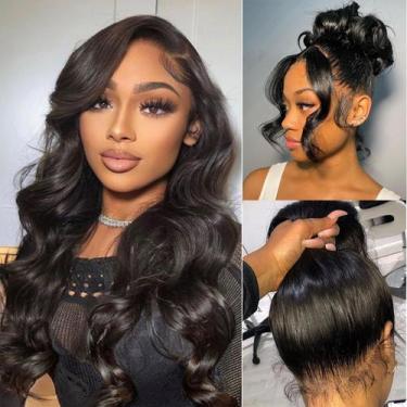 Imagem de Perucas frontais de renda 360 Wighottie Body Wave Human Hair 22 cm