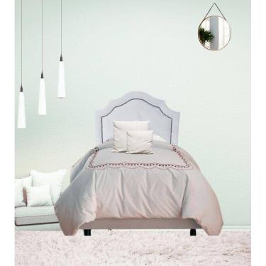 Imagem de Cabeceira Provençal Solteiro Deluxe Veludo Off White Tachas