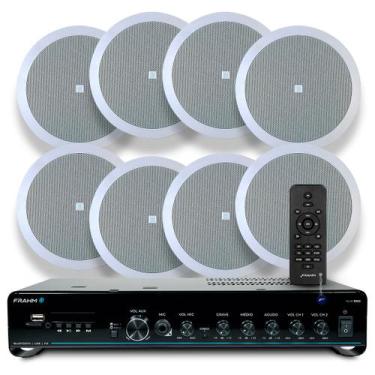 Imagem de Kit Som Ambiente Embutir Teto Jbl 8 Arandelas Retangular + Receiver Sl