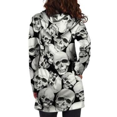 Imagem de Moletom feminino com capuz de manga comprida com capuz e bolso com est