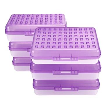 Imagem de BTSKY – Caixa de lápis multiusos – Caixa de lápis de grande capacidade com fecho de encaixe de tampa, porta-lápis de cor para organizar e transportar lápis de aquarela, roxo