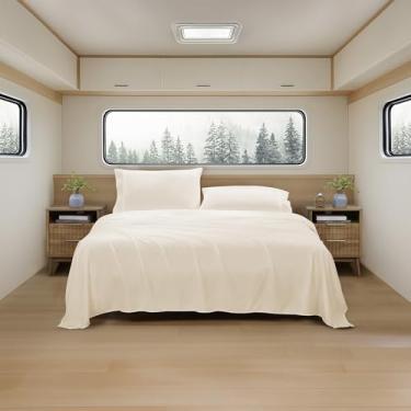 Imagem de Lençóis de acampamento King Size – Conjunto de lençóis de colchão de ar ao ar livre – Alças de canto embutidas para uso em colchão de ar e acampamento – Projetado para camas infláveis e festas do