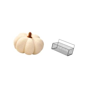 Imagem de Fenteer Prateleiras de Cesta de Parede de Pelúcia de Abóbora Encantadoras, Organizador de Almofadas de Sofá Decorativo para Decoração de Quarto, Sala de Estar