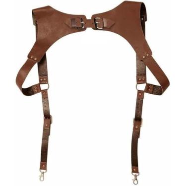 Imagem de Suspensórios Masculinos Suspensórios Suspensórios Masculinos Cinto De Suspensório De Couro Pu Alça De Ombro De Couro Cinto Adulto Para Calças Masculinas, Brown, One Size