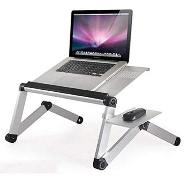 Imagem de Mesa dobrável de jardim, mesa de jantar, suporte portátil para laptop, mesa de computador, mesa dobrável para notebook, bandeja de cama de café da manhã de alumínio (cor: cinza) (cinza)