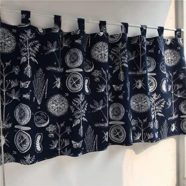 Imagem de Cortina curta de cozinha cortinas de algodão semi-blackout cortinas curtas 1 painel cortinas pequenas meia janela para quarto - cortinas vintage com isolamento térmico - Para cortinas de café de porta