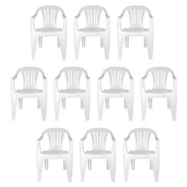 Imagem de Kit 10 Cadeiras Poltrona Plástica Empilhavel Reforçada 182kg Mor