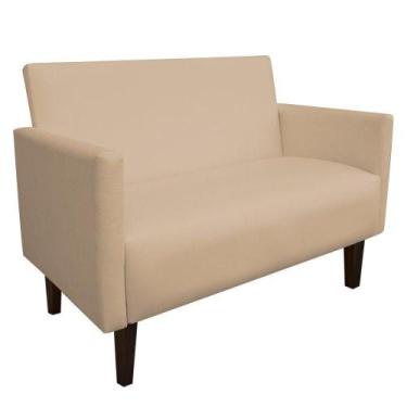 Imagem de Sofá Retrô Namoradeira Jade 02 Lugares material sintético Bege Drossi 