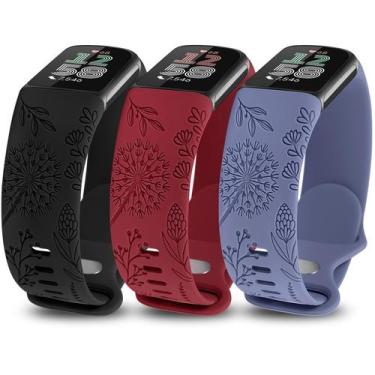 Imagem de Pulseira de silicone gravada floral Minyee para Fitbit Charge 6