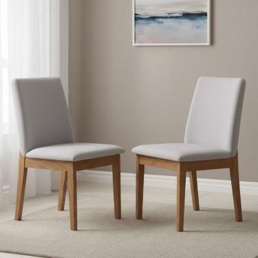 Imagem de Kit 2 Cadeiras para Sala de Jantar Estofada Madeira Maciça Cecília Off White