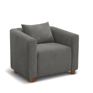 Imagem de Poltrona Decorativa Helena Suede Cinza - Inova Decorações