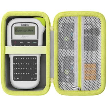 Imagem de Baval Capa para impressora de etiquetas compatível com Brother P-Touch PTH110BP/PTH110/PTH111 Pro Label Maker (capa branca, zíper verde)
