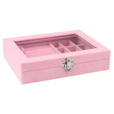 Imagem de Porta Joias Com Divisórias Organizador Tampa Luxo ROSA - SWEET HOME