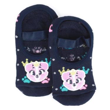 Imagem de Meia Infantil Puket Sapatilha Boneca Com Aplique Menina, Marinho, 28/3