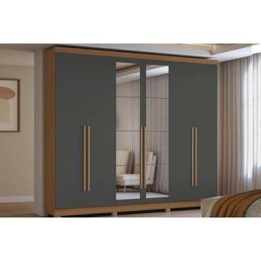 Imagem de Guarda Roupa Casal 6 Portas (2 c/ Espelho) e 3 Gavetas c/ Pés CB01T580