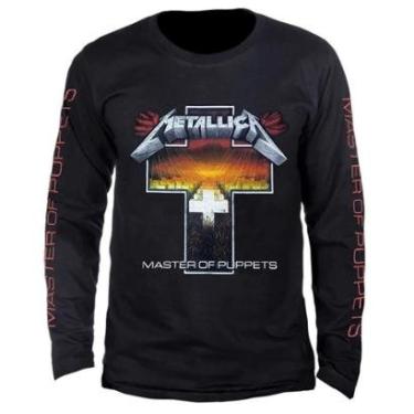 Imagem de Camiseta de Banda Metallica Stamp em Algodão Manga Longa Gola Redonda-Unissex