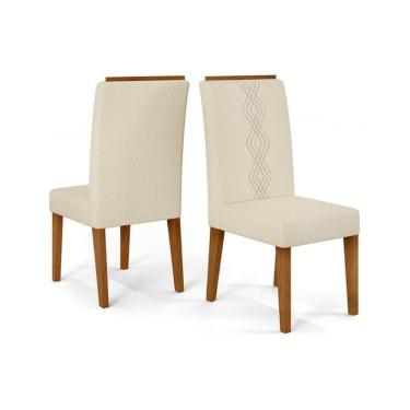 Imagem de Cadeira De Cozinha Yasmin Kit 2 Un Freijo-linho Neve Bege - Dj Móveis