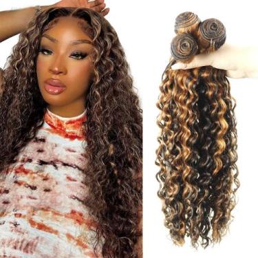 Imagem de Pacotes de cabelo Vinmdonm Highlight Deep Wave 8A Grade 3x35-45cm
