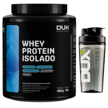 Imagem de Combo Whey Protein Isolado Dux Nutrition 450g + Coqueteleira - Sabor Morango