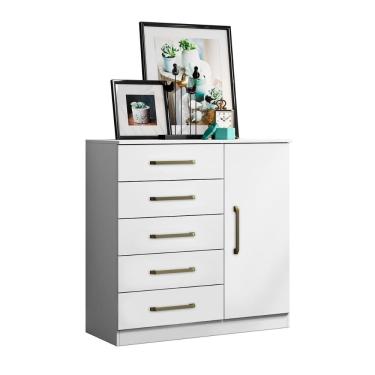 Imagem de Comoda Milão Quarto com 5 Gavetas e 1 Porta Funcional