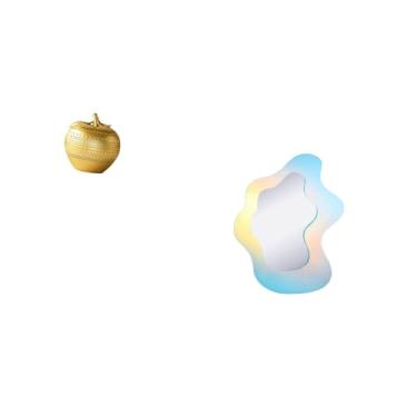 Imagem de Fenteer Estatueta de Resina Moderna Escultura de Frutas com Espelho Acrílico Ondulado Arte Decorativa para Mesa Estante Sala de Jantar Quarto Escritório Decor