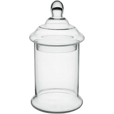 Imagem de POTICHE VASO DECORATIVO BOMBONIERE REDONDO HOME&CO COM TAMPA VIDRO TRANSPARENTE