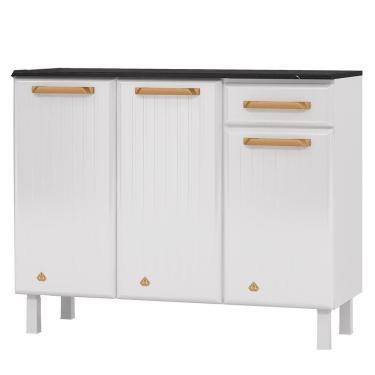 Imagem de Balcão De Cozinha De Aço Triplo Telasul Diamante Smart C/ Tampo Bco