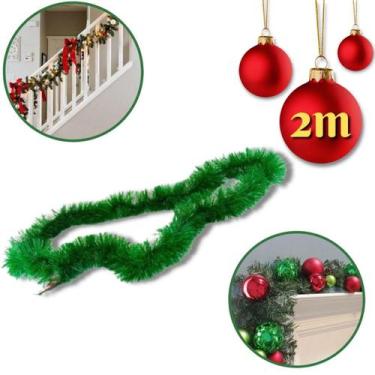 Imagem de Festão Natal Grosso Verde Opaco AramadoLuxo 200cm Decoração - NATAL NA