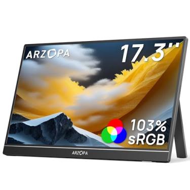 Imagem de ARZOPA Monitor portátil de 17,3”, monitor para jogos IPS 1080P FHD 103% sRGB Monitor para laptop com suporte embutido Tela externa HDMI USB C para PC Mac Telefone Xbox Switch PS5