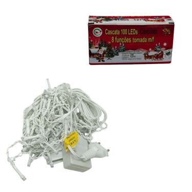 Imagem de Cascata De Natal 100 Leds - 8 Funções - Chibrali - Led Colorido C- Fio Branco