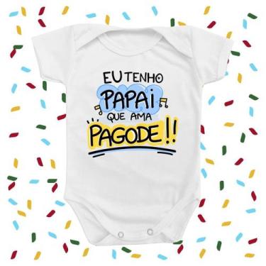 Imagem de Body de Bebê Roupinha Papai Ama Pagode Neutro Presente Mimo Temático M