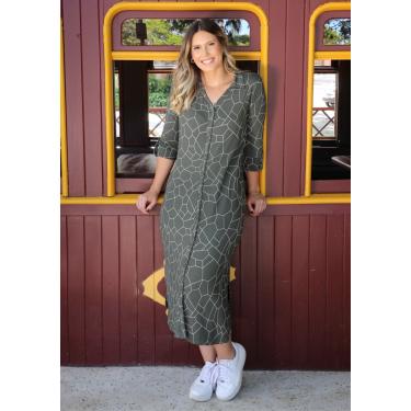 Imagem de Vestido Chemise Pau a Pique Estampado Verde