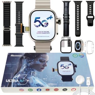 Imagem de Smart Watch Microwear Ultra 3 AI 5g Chip Camera Android Amoled ChatGpt Baixa Apps + Acessorios-Unissex