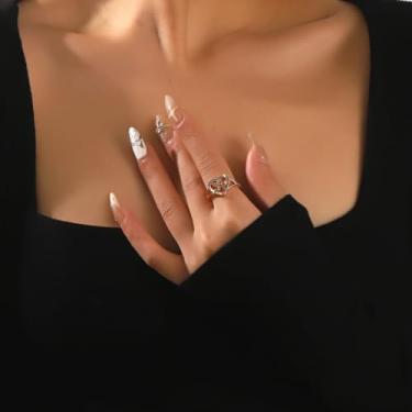 Imagem de Anel de 26 letras em forma de coração para mulheres, estilo moderno, dia dos namorados, anel personalizável com inicial