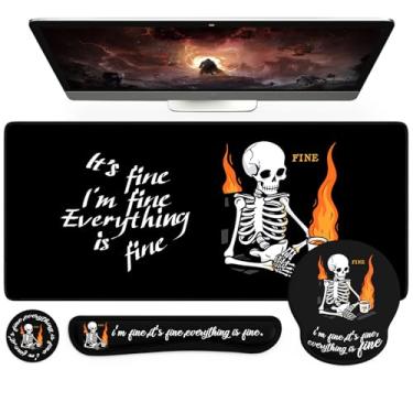 Imagem de iCasso Mouse pad suporte de pulso, conjunto de tapete de mesa ergonômico, tapete de computador de anime com bordas costuradas, almofada de pulso de teclado antiderrapante para mesa, protetor de capa