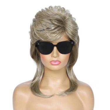 Imagem de Peruca Airhostess Blonde Mullet para mulheres dos anos 80