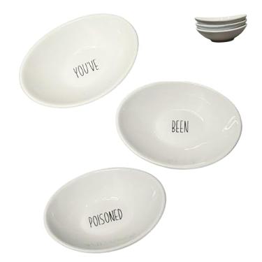 Imagem de Conjunto de tigelas de condimento de cerâmica Smartass & Sass Careful What You Eat – 3 tigelas engraçadas com caixa de presente – Porta-molhos sarcásticos – Presente para amantes de comida, jantares