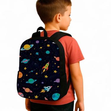 Imagem de Mochila Escolar Média Infantil 10 Litros Nylon Reforçada Desenho Versátil Passeio Planetas-Masculino