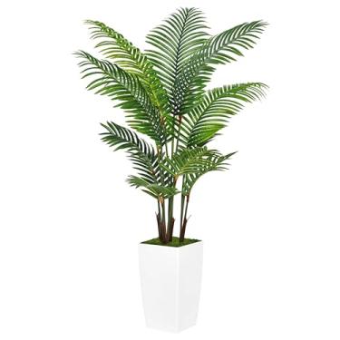 Imagem de Plantas artificiais para ambientes internos - árvore falsa com vaso alto branco - planta grande em vaso - árvores de seda artificial perene para decoração de sala de estar e escritório em casa