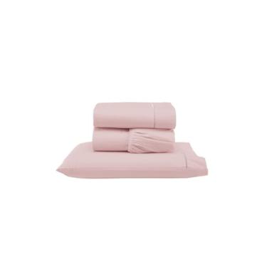 Imagem de Jogo de Lençol Micropercal 300 Fios, 3 Peças para Cama Solteiro, Bege, com Ponto Palito, 100% Poliéster, Inclui Lençol Superior 2,40x1,55m, Lençol com Elástico 1,88x0,88m e Fronha 70x50cm (Rosê)