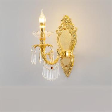 Imagem de Lustre de cristal de luxo europeu com LED, estilo americano, dourado, para sala de estar, restaurante, quarto, villa, hotel, duplex, luminária pendente (D 1 lâmpada)