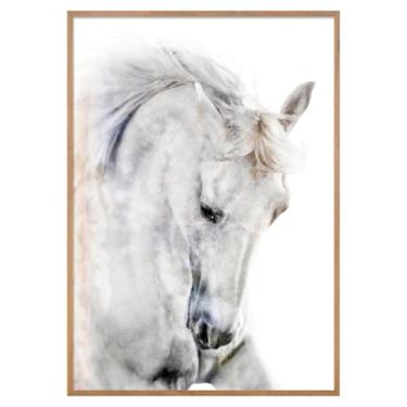 Imagem de Quadro Decorary Cavalo Branco 77x57cm com Vidro e Moldura (Beleza Indomável1, Branca, 77.0, centímetros, 57.0, centímetros)
