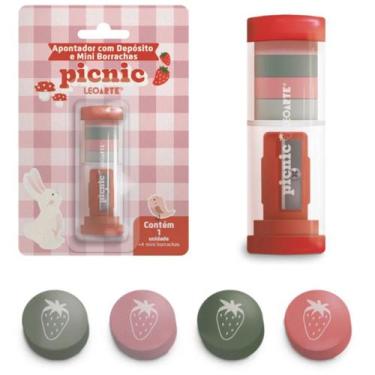 Imagem de Apontador Com Deposito e 4 Mini Borrachas Picnic - LEO ARTE