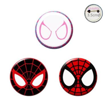 Imagem de Botton GEDUMIX Homem Aranha Aranhaverso 1.0 - 3 Peças, 3.5cmØ Alfinete