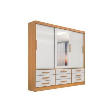Imagem de Guarda Roupa Casal Meridian com Espelho 3 Portas 9 Gavetas com pés - D