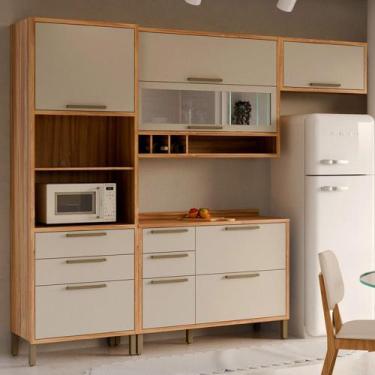 Imagem de Armário de Cozinha com Balcão e Tampo 7 Portas 5 Gavetas Pérola 100% M