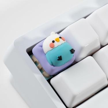 Imagem de ULTRAEQUIP Teclado artesanal Parrot Artisan, resina multicolorida, tamanho 1U, compatível com switch MX, substituição de chave de escape de teclado mecânico personalizado (base roxa papagaio)
