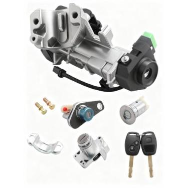 Imagem de Conjunto de cilindro de bloqueio de interruptor de ignição compatível com Honda Accord 2006-2011 2006-2011 Civic 2007-2010 Honda CR-V FIT Odyssey 06350-SAA-G30 35100-SDA-A71, chaves imobilizadoras