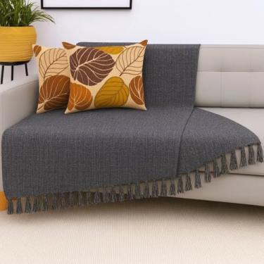 Imagem de Manta Macia para Sofá Grande Algodão Colorida (Grafite, 2,40x1,50 m)