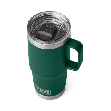Imagem de YETI Caneca de viagem Rambler de 590 ml, aço inoxidável, isolada a vácuo com tampa Stronghold, verde floresta preta